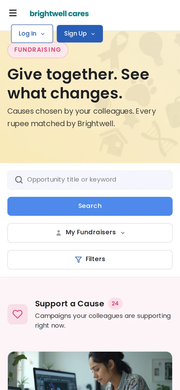 The giving app, showing a donor's own contributions