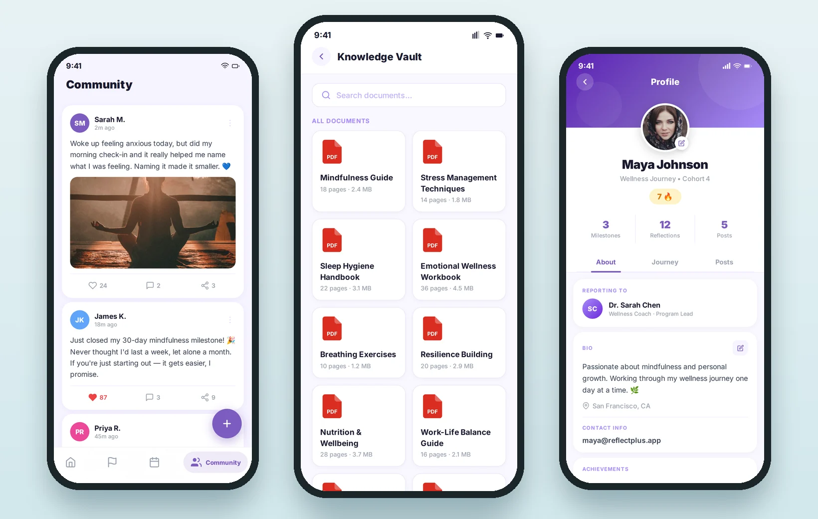 The cohort feed, with updates and a shared library