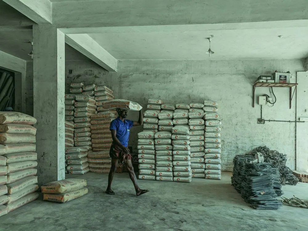 A warehouse stacked with sacks