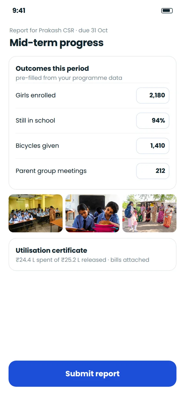 The grantee app, reporting from the field