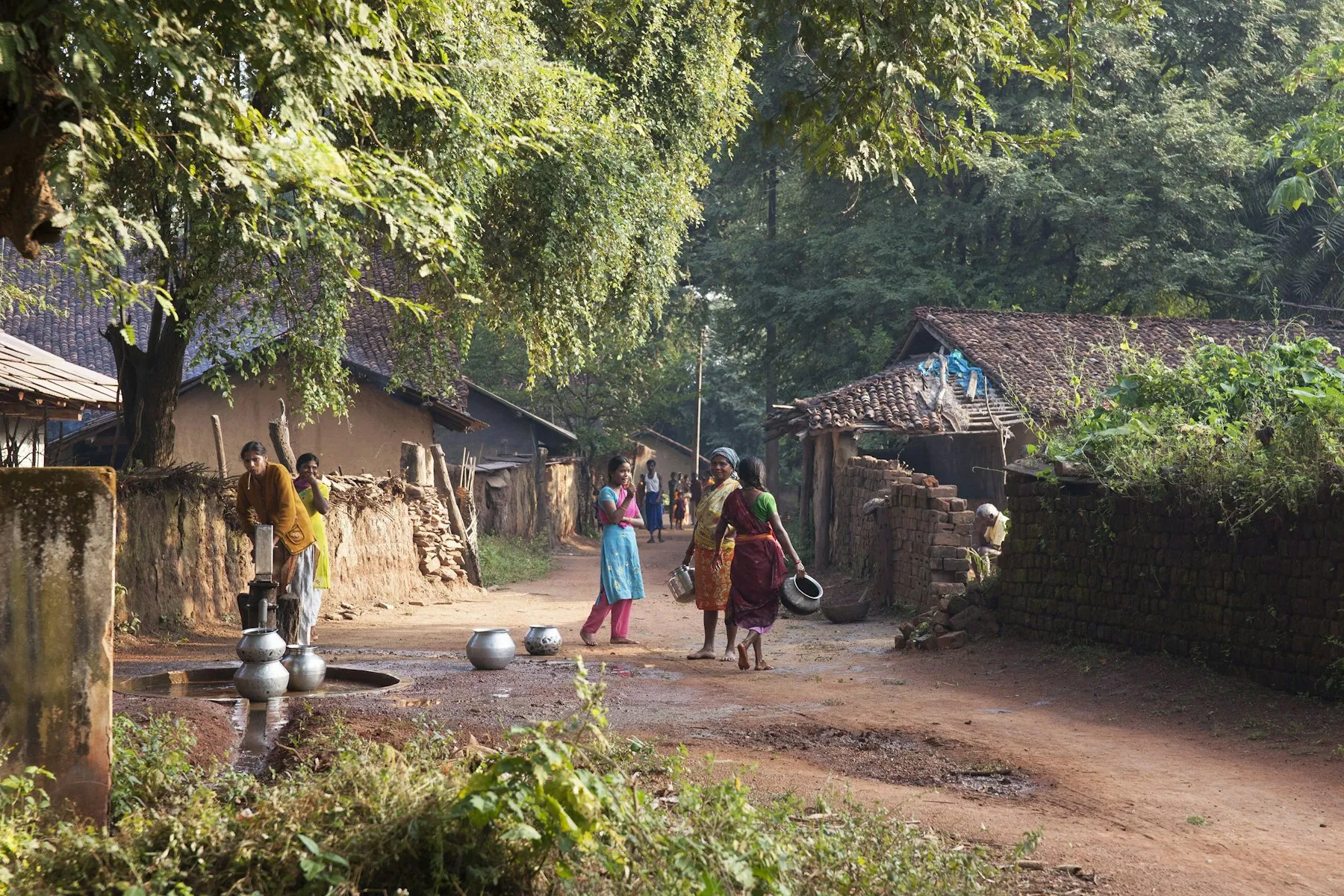 A village lane between houses