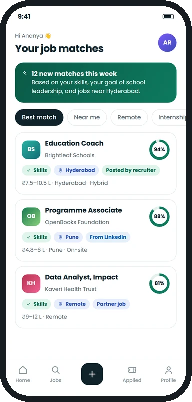 A candidate's matches on a phone