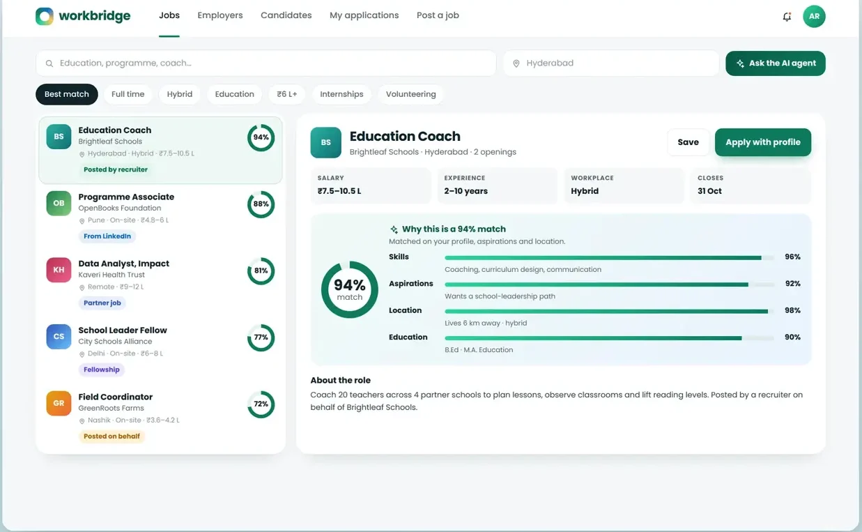 The AI recruitment agent, shortlisting with reasons