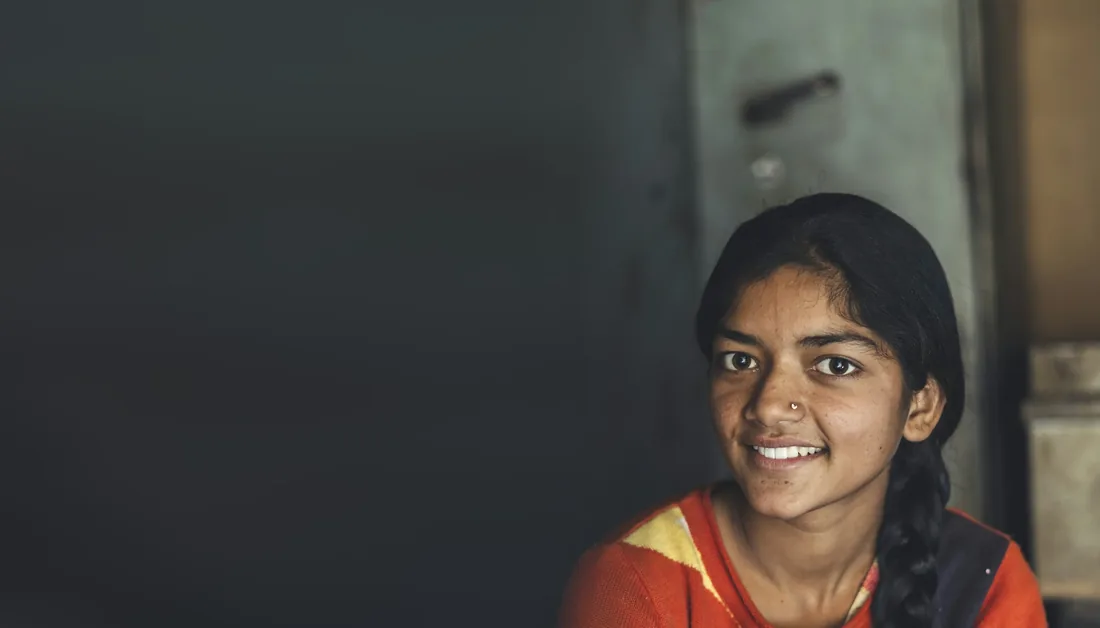 A girl smiling to camera