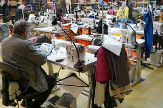 A tailoring workshop of sewing machines